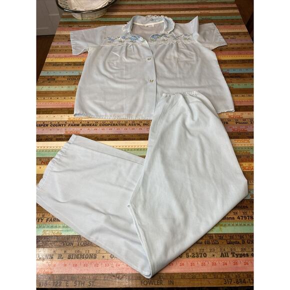 Vintage PHILMAID Two Piece PAJAMA SET SIZE 36 Embroidered M/ L Daisy Women’s - Picture 5 of 16